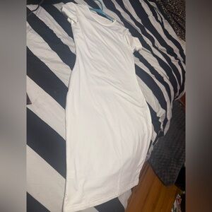 White Fitted Bodycon Mini Dress /  medium short sleeve tshirt Mini dress / M